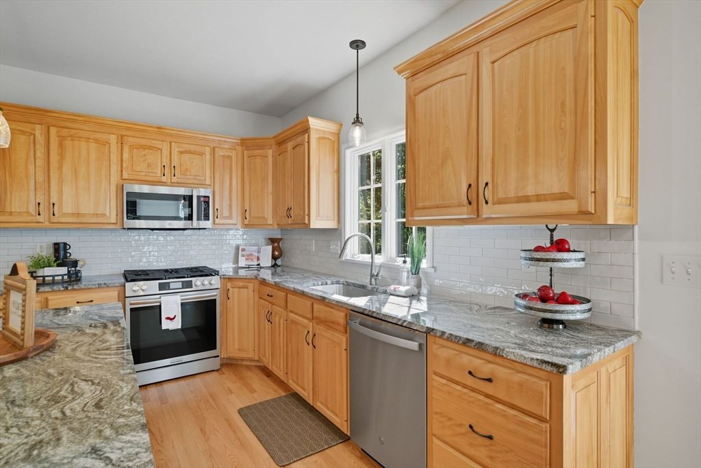Interior, Kitchen, Pendant Lights, Stainless Steel Appliances, Wood Texture Flooring