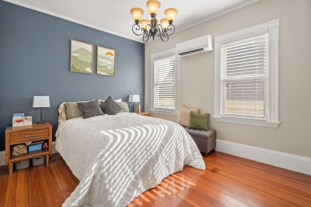 Bedroom, Chandelier, Interior, Wood Texture Flooring