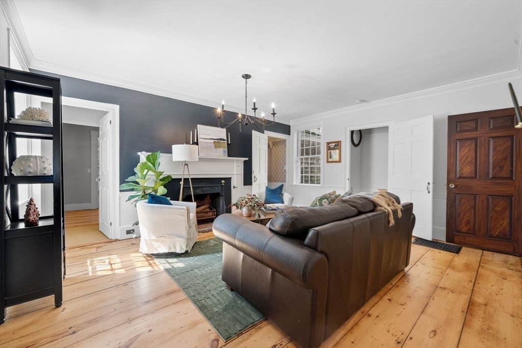 Fireplace, Interior, Living room, Pendant Lights, Wood Texture Flooring