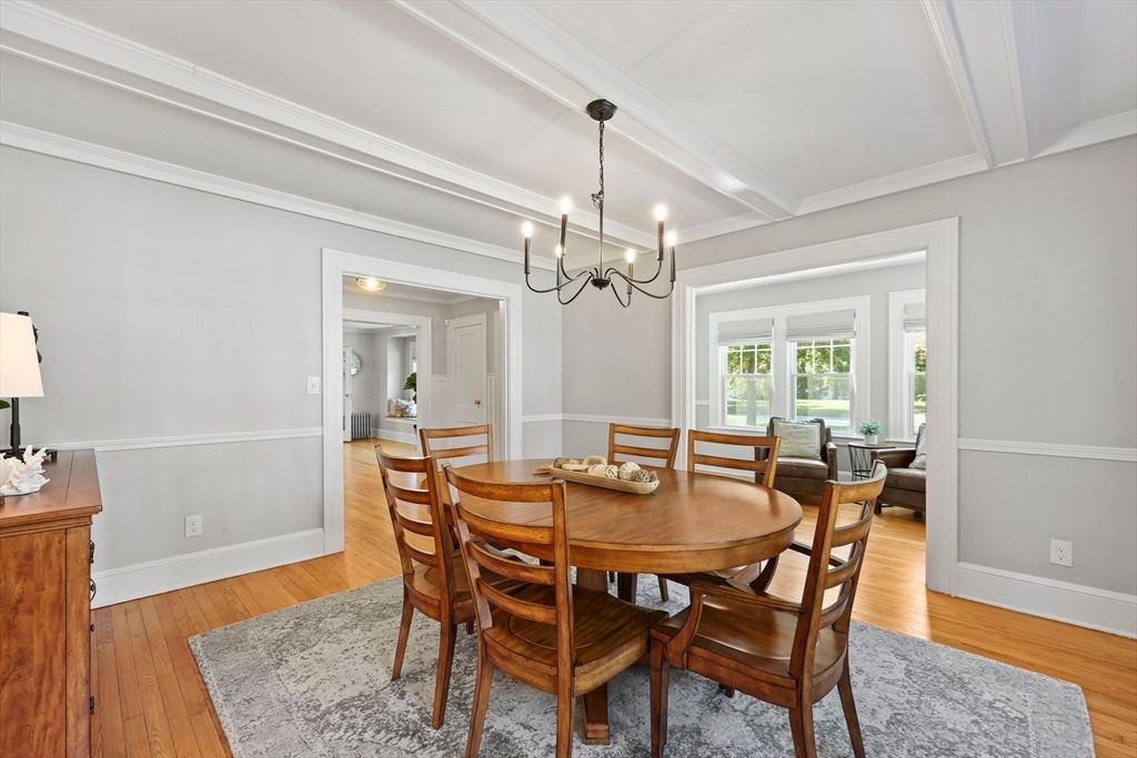 Chandelier, Dining room, Interior, Wood Texture Flooring