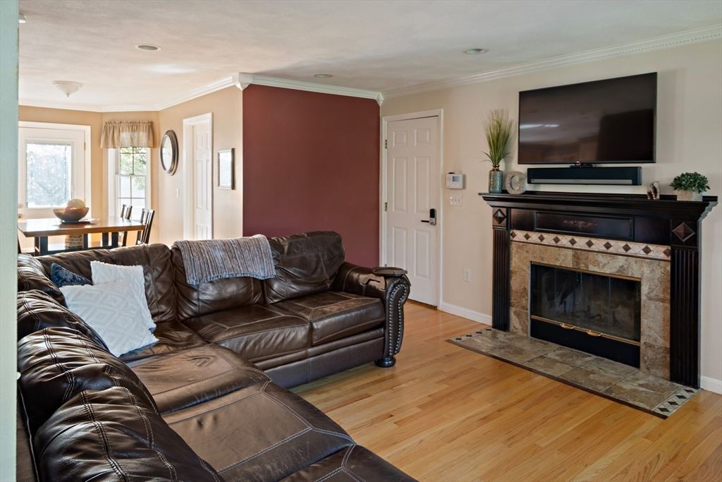 Dining room, Fireplace, Interior, Living room, Wood Texture Flooring