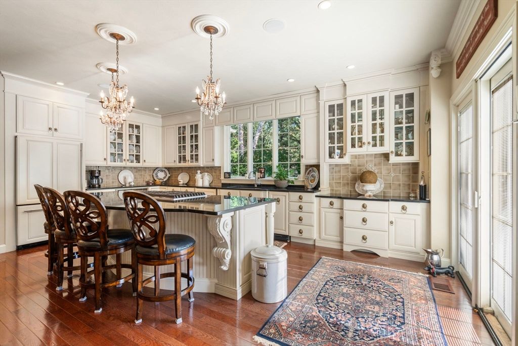 Chandelier, Interior, Kitchen, Recessed Lighting, Wood Texture Flooring