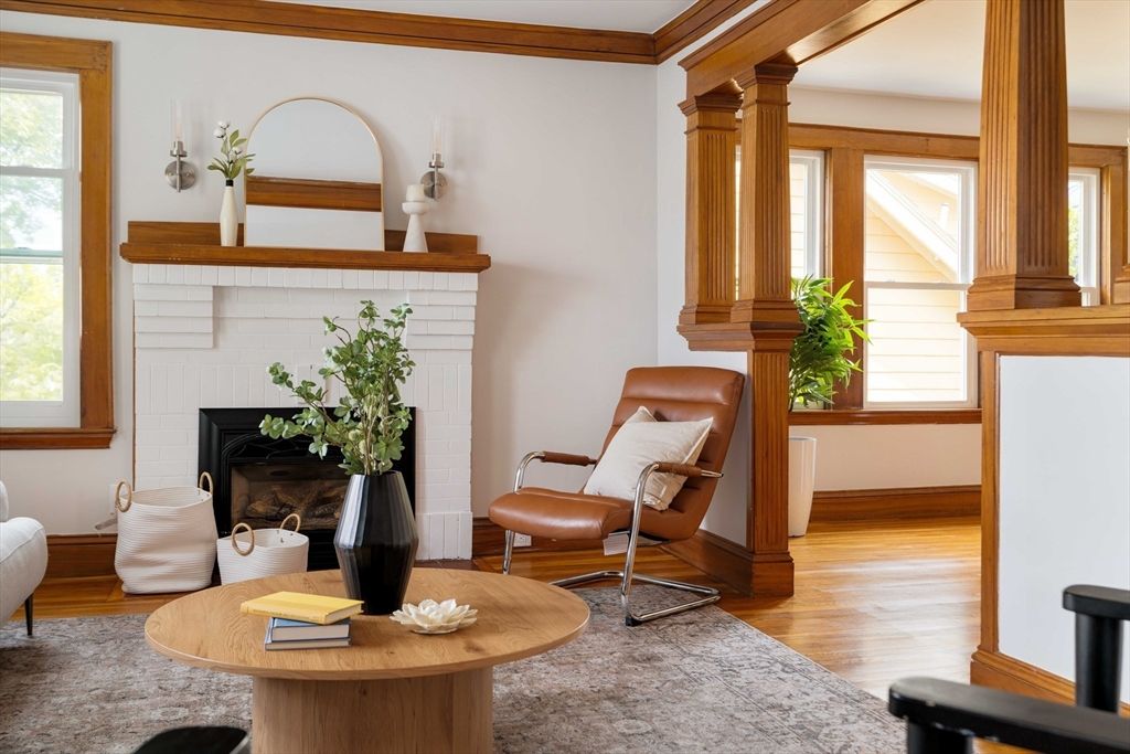 Fireplace, Interior, Wood Texture Flooring