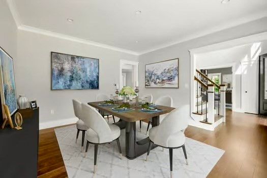 Dining room, Interior, Recessed Lighting, Wood Texture Flooring