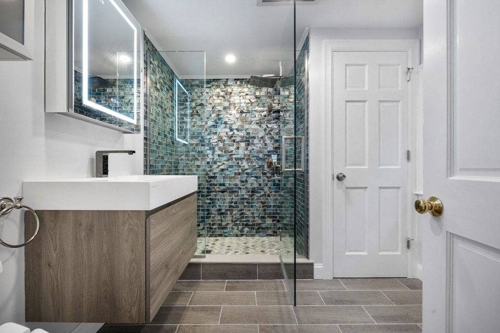 Bathroom, Glass Shower, Interior, Recessed Lighting