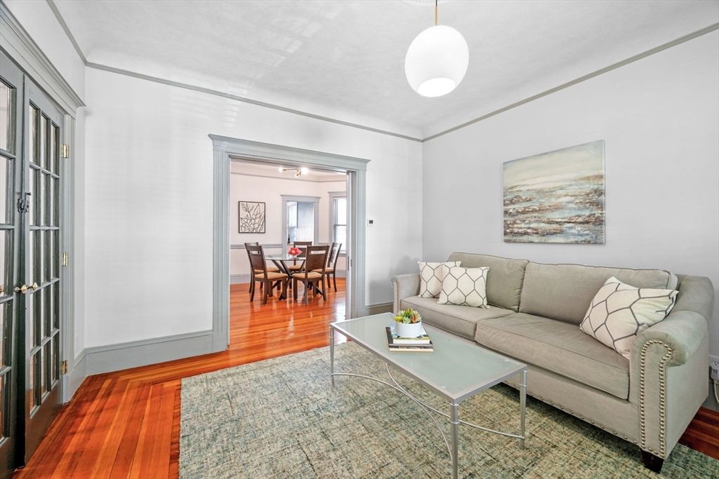 Dining room, Interior, Living room, Pendant Lights, Wood Texture Flooring