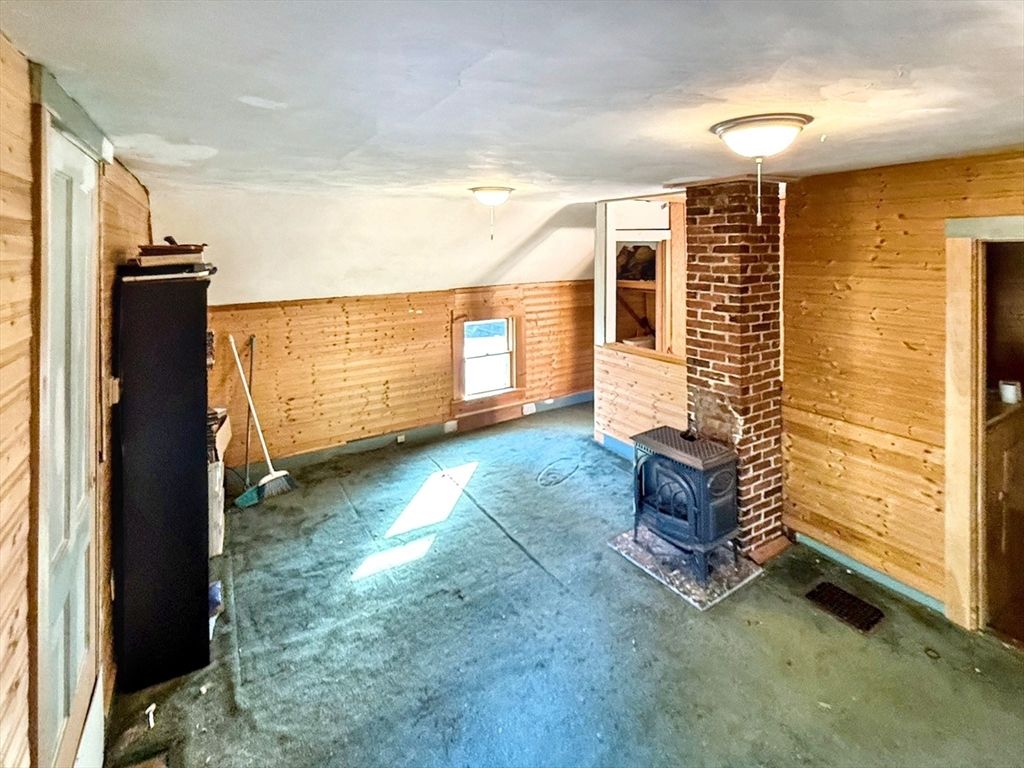 Empty room, Fireplace, Interior, Stone Walls, Wooden Walls