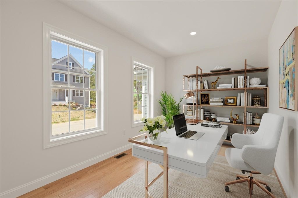 Home Office, Interior, Recessed Lighting, Wood Texture Flooring