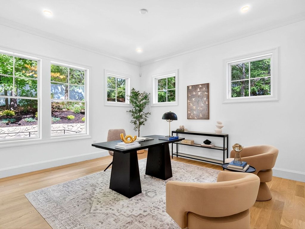 Home Office, Interior, Recessed Lighting, Wood Texture Flooring