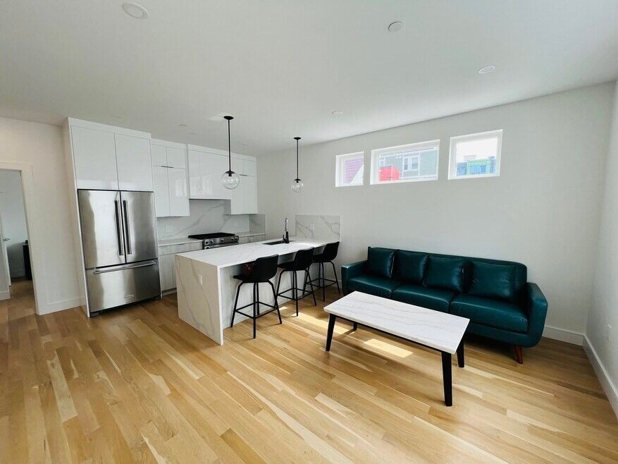 Interior, Kitchen, Pendant Lights, Stainless Steel Appliances, Wood Texture Flooring