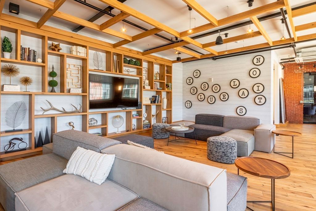 Interior, Living room, Stone Walls, Wood Texture Flooring