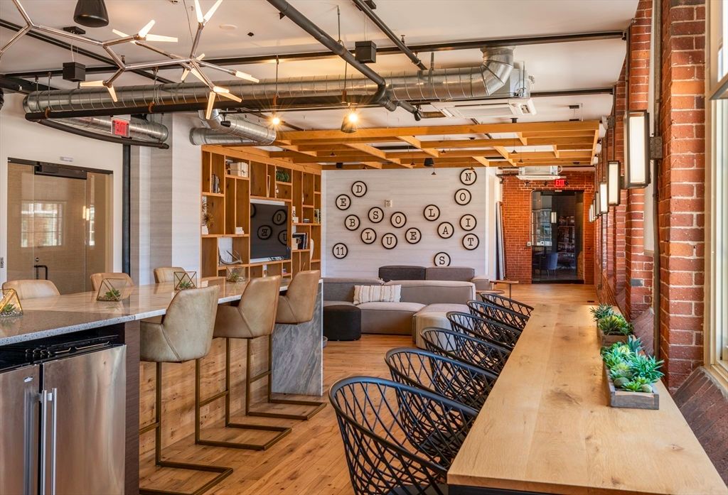 Dining room, Fireplace, Interior, Living room, Pendant Lights, Stone Walls, Wooden Beams, Wood Texture Flooring