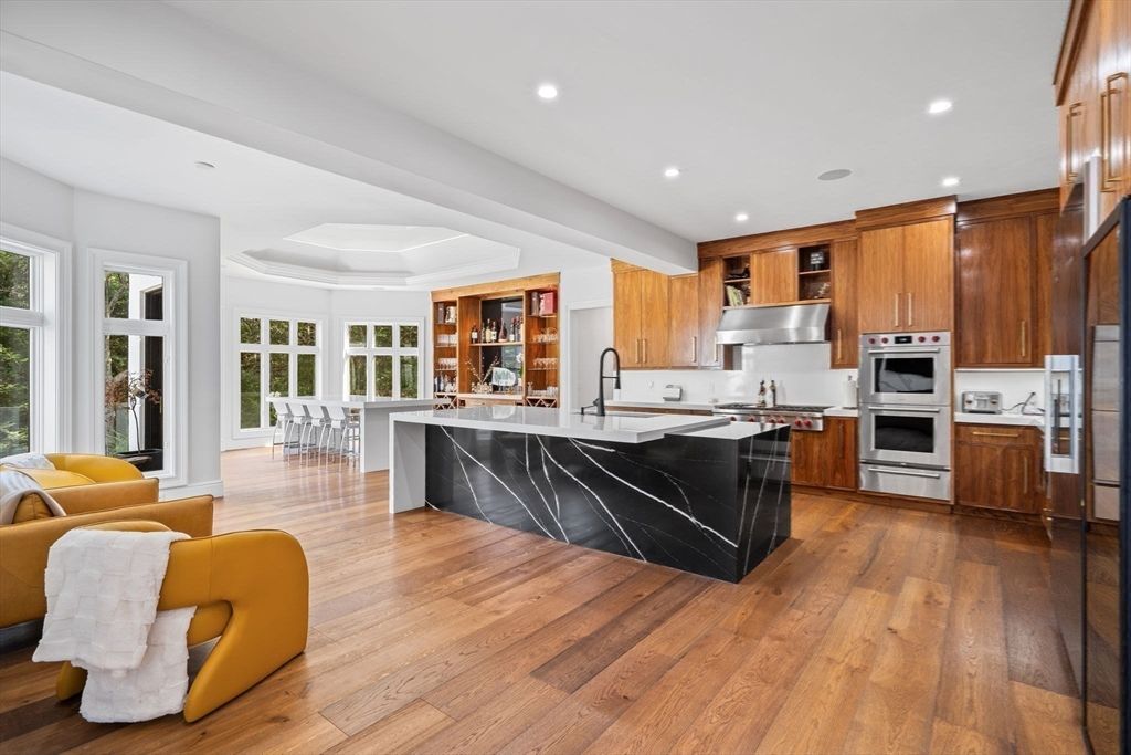 Interior, Kitchen, Living room, Recessed Lighting, Stainless Steel Appliances, Wood Texture Flooring