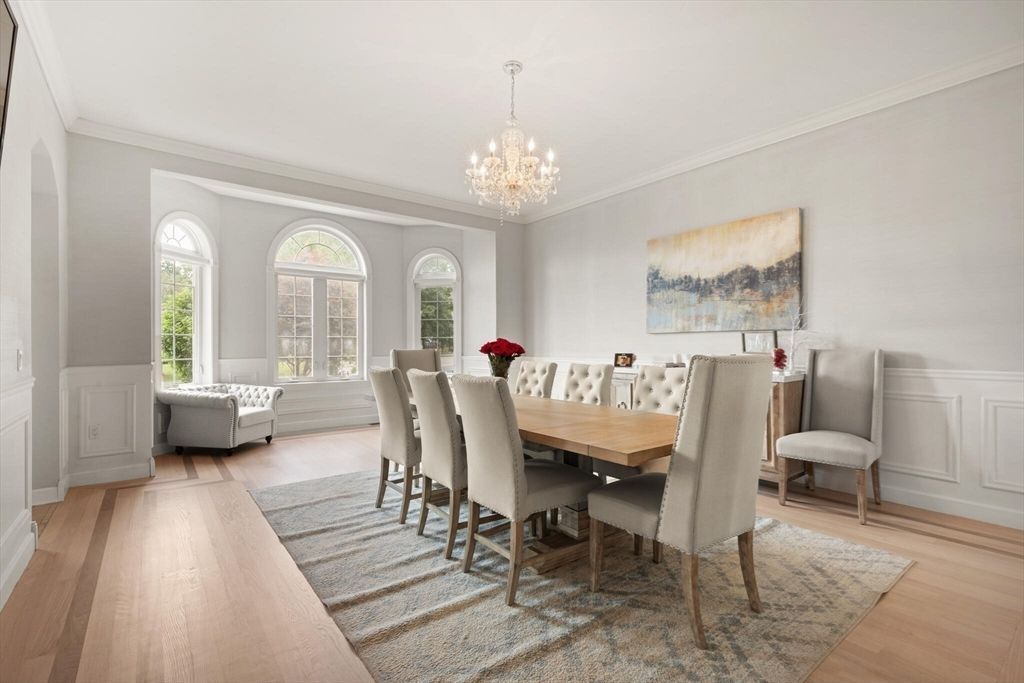 Chandelier, Dining room, Interior, Wood Texture Flooring