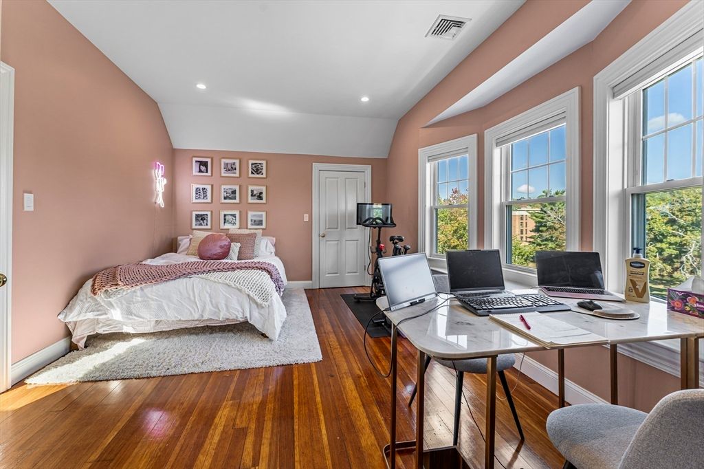 Bedroom, Home Office, Interior, Recessed Lighting, Wood Texture Flooring
