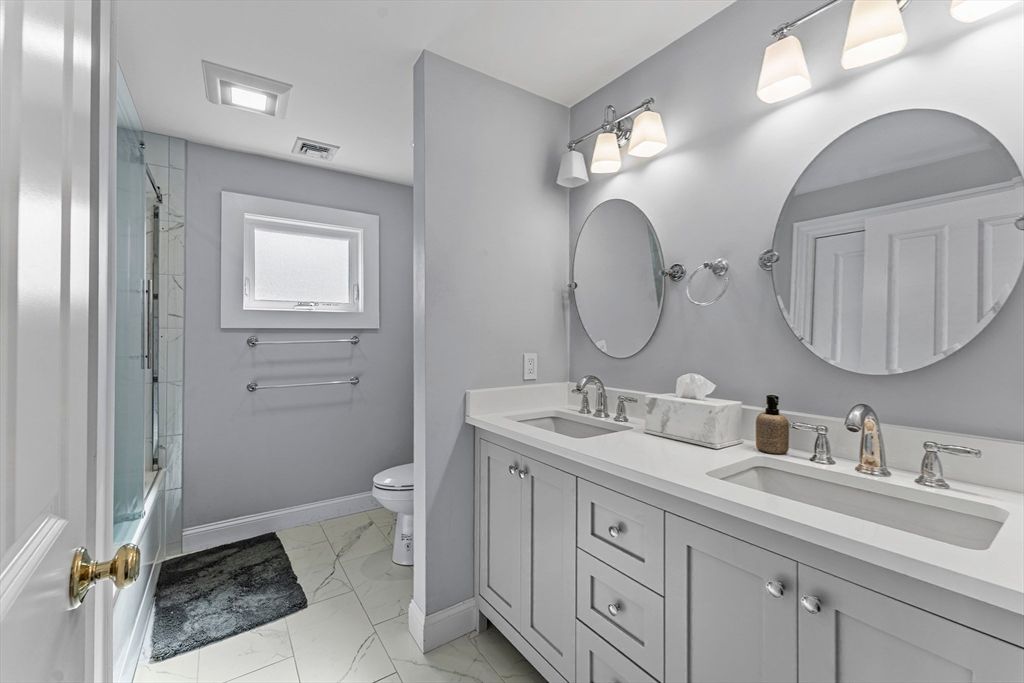 Bathroom, Dual Sink Vanities, Glass Shower, Interior, Marble