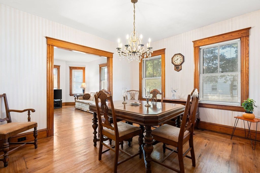 Chandelier, Dining room, Interior, Wood Texture Flooring