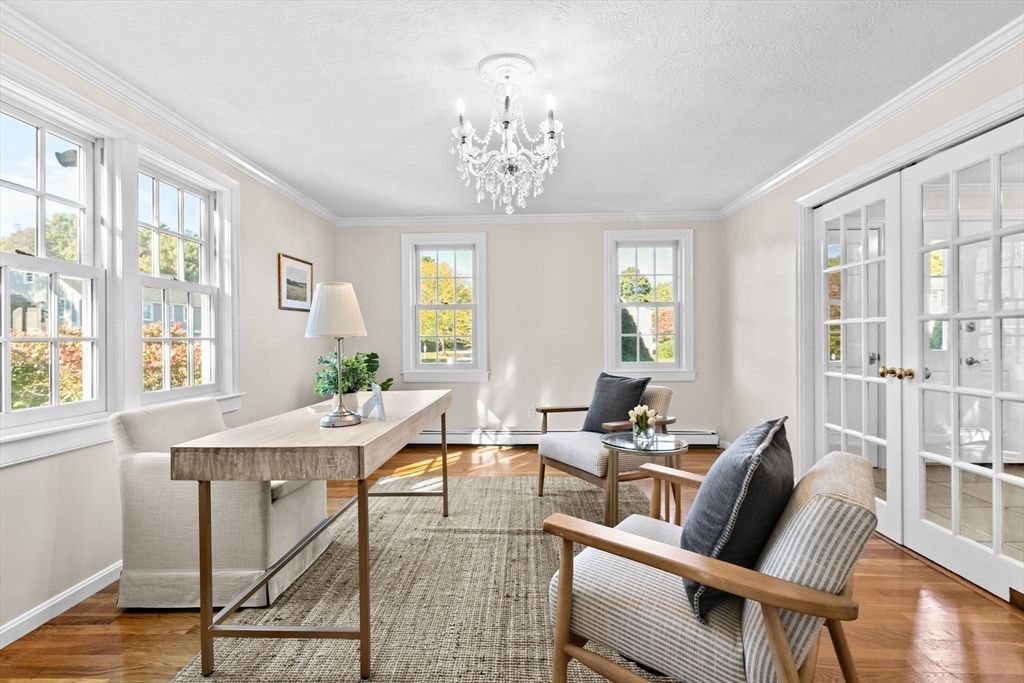 Chandelier, Home Office, Interior, Living room, Wood Texture Flooring