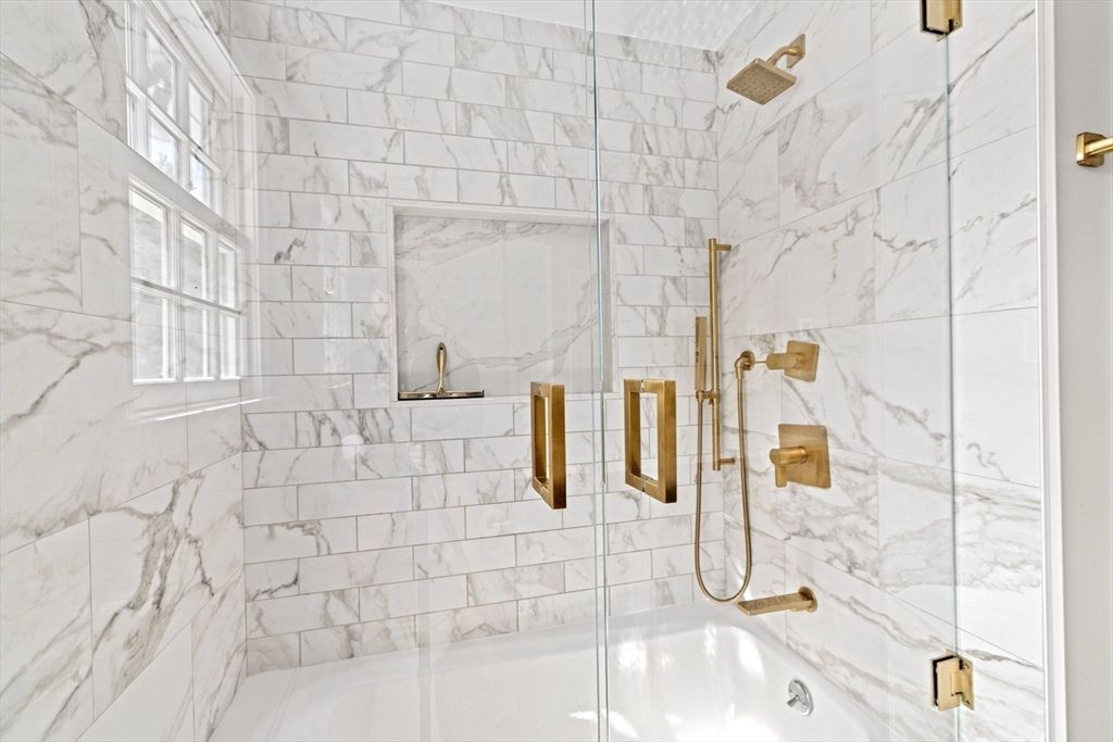 Bathroom, Glass Shower, Interior, Marble Walls