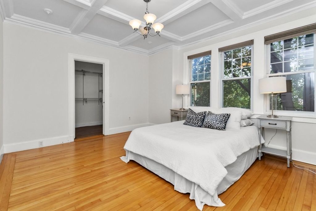 Bedroom, Chandelier, Interior, Wood Texture Flooring