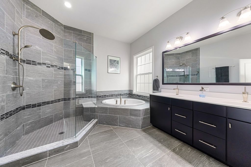 Bathroom, Dual Sink Vanities, Glass Shower, Interior, Recessed Lighting