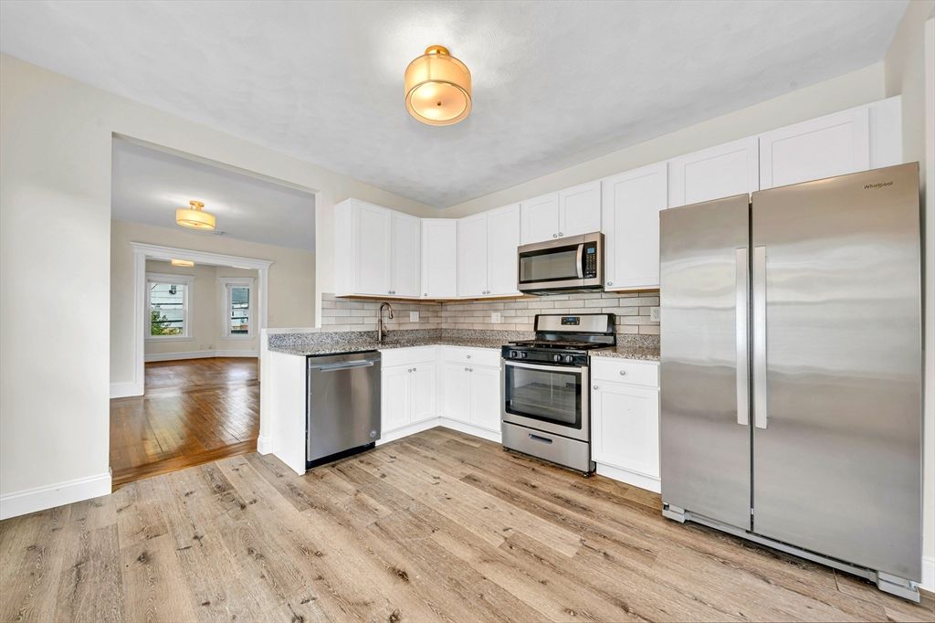 Interior, Kitchen, Stainless Steel Appliances, Wood Texture Flooring