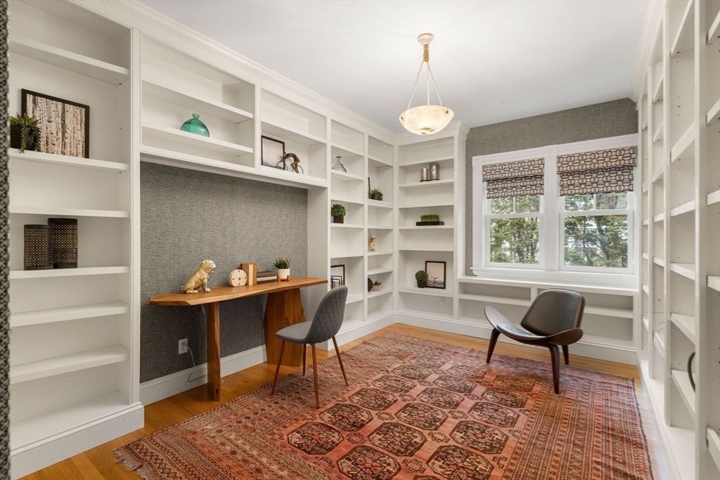 Home Office, Interior, Pendant Lights, Wood Texture Flooring