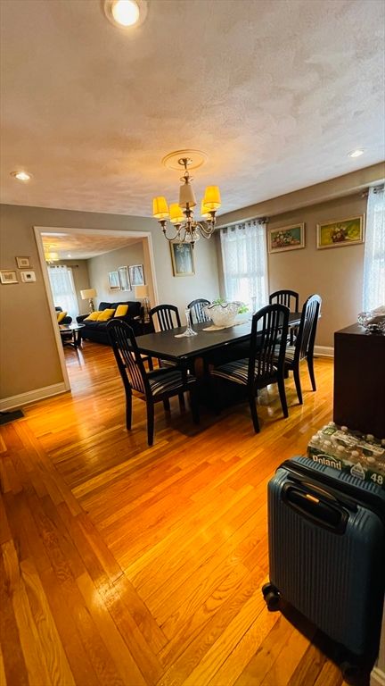 Chandelier, Dining room, Interior, Recessed Lighting, Wood Texture Flooring