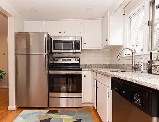 Interior, Kitchen, Stainless Steel Appliances, Wood Texture Flooring