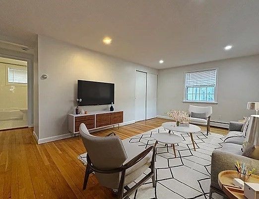 Interior, Living room, Recessed Lighting, Wood Texture Flooring