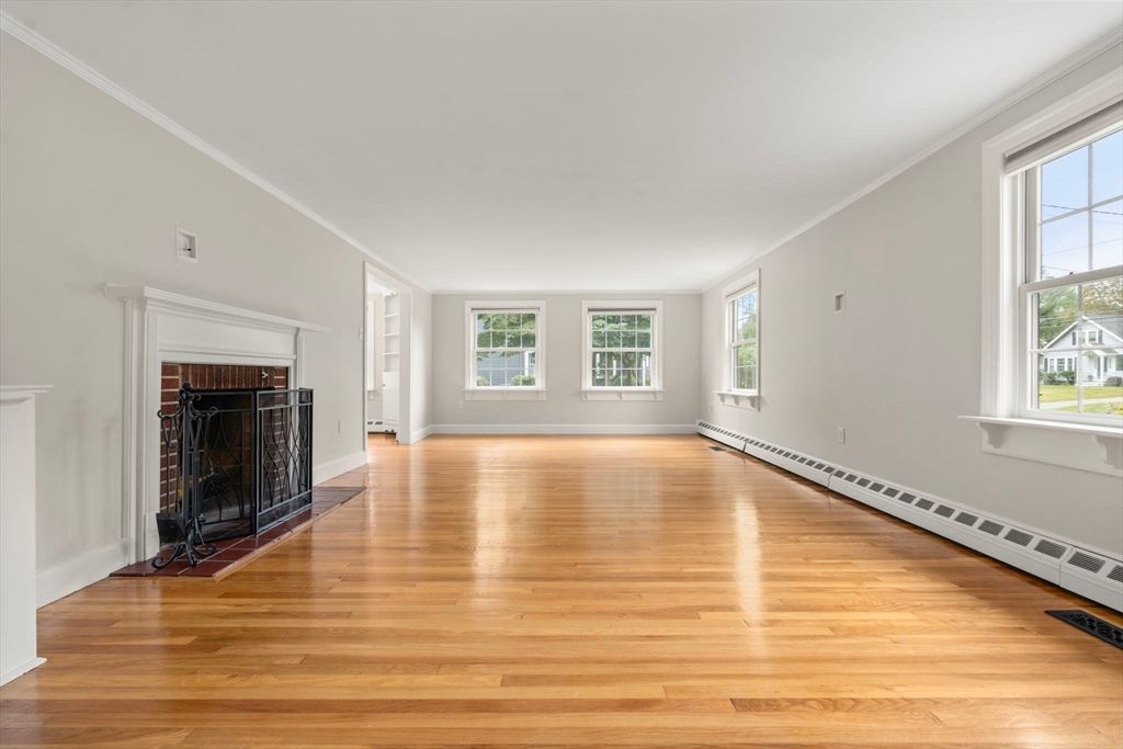 Empty room, Fireplace, Interior, Wood Texture Flooring