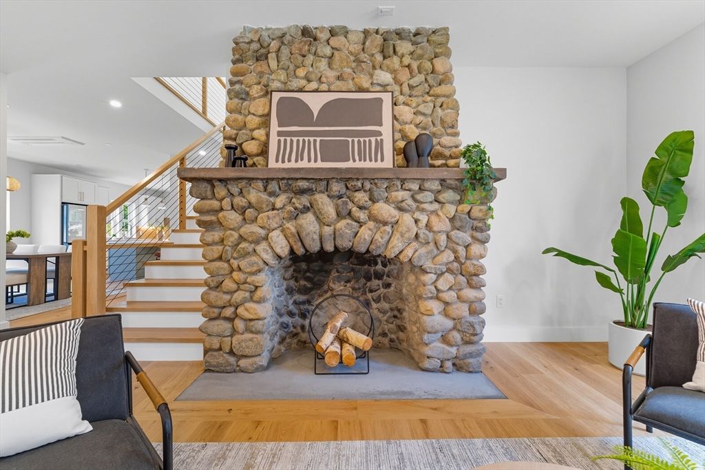 Fireplace, Interior, Recessed Lighting, Wood Texture Flooring