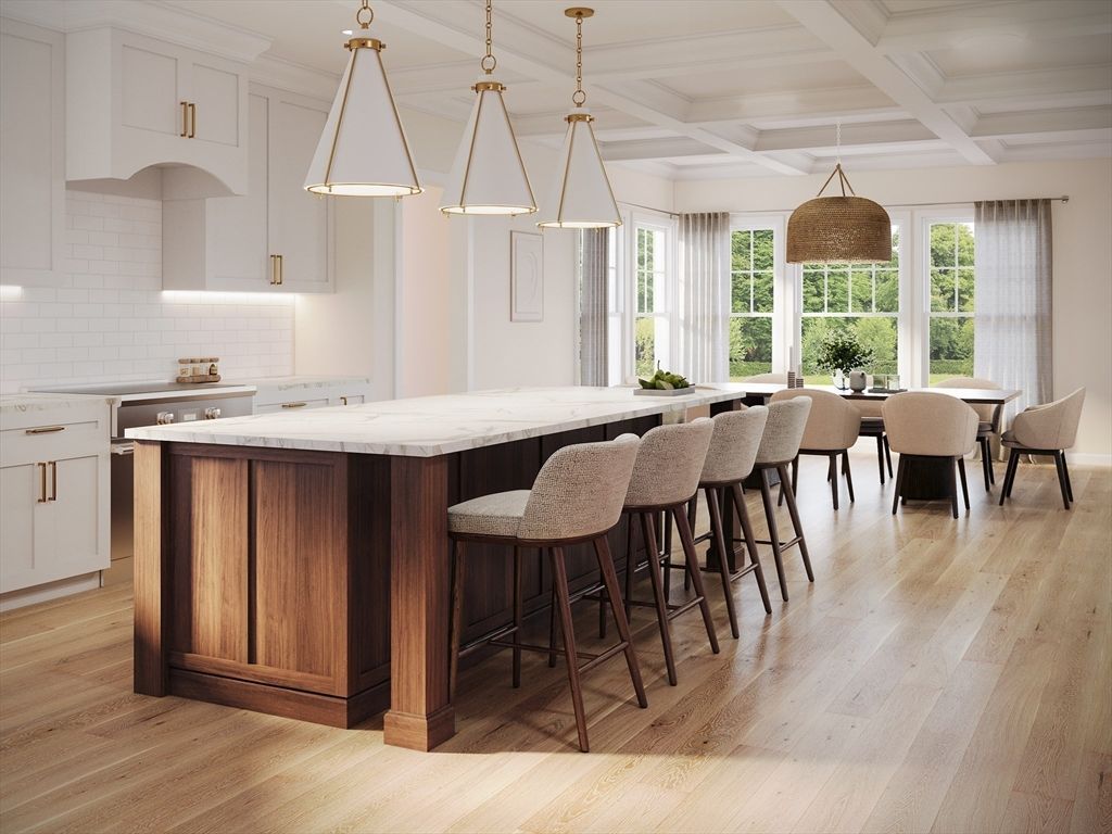 Interior, Kitchen, Pendant Lights, Stainless Steel Appliances, Wood Texture Flooring