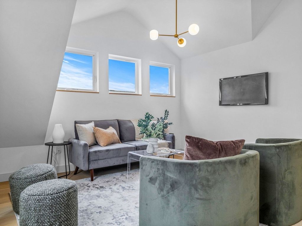 Interior, Living room, Pendant Lights, Wood Texture Flooring