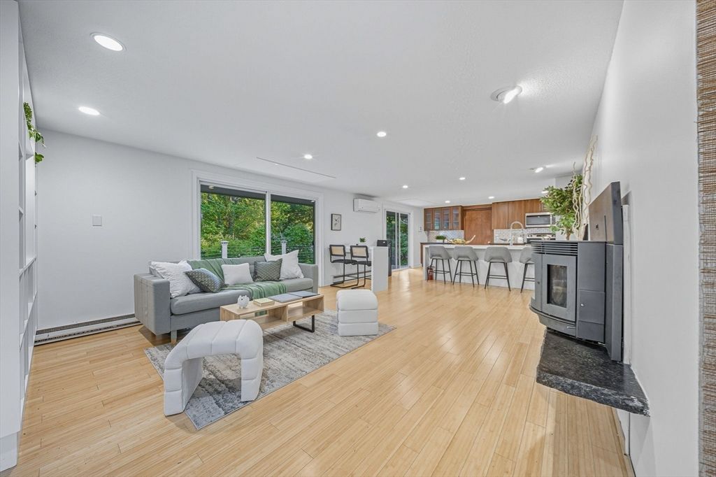 Interior, Kitchen, Living room, Recessed Lighting, Stainless Steel Appliances, Wood Texture Flooring
