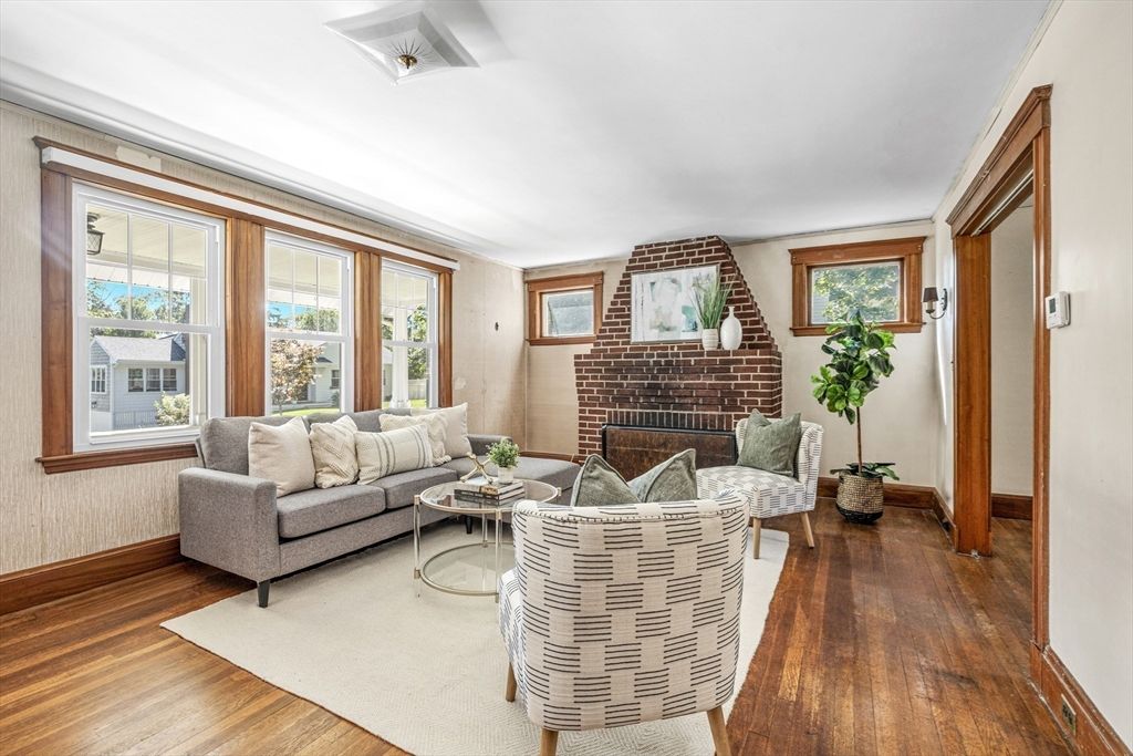 Fireplace, Interior, Living room, Stone Walls, Wood Texture Flooring