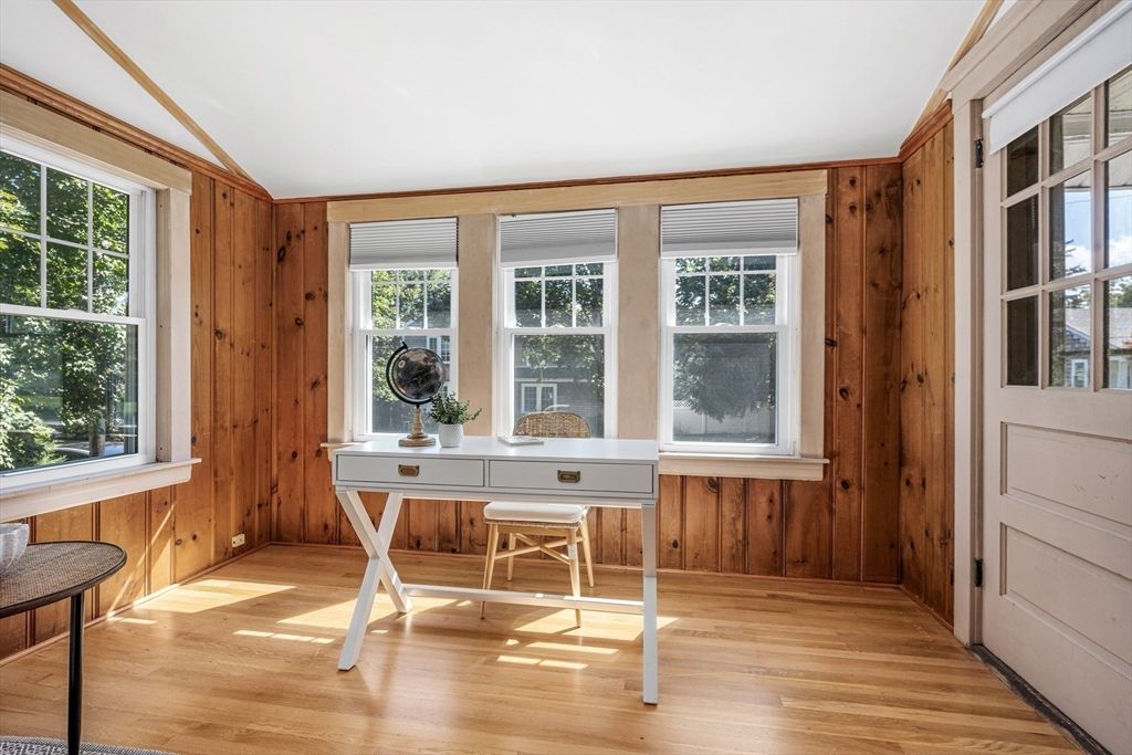 Home Office, Interior, Wood Texture Flooring, Wooden Walls