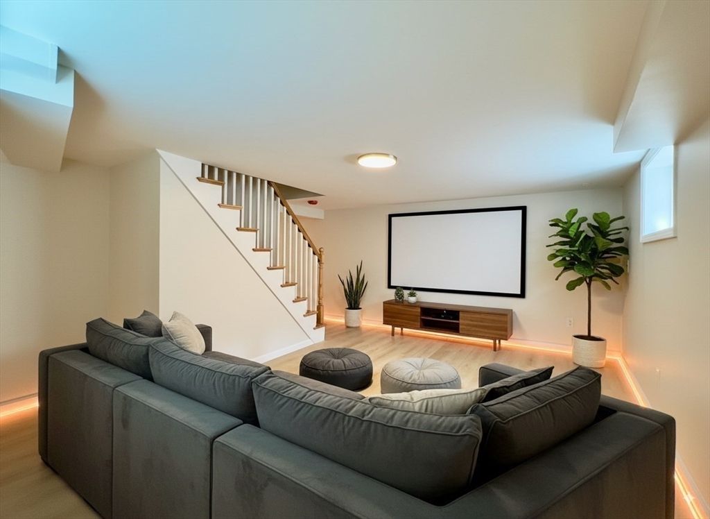 Interior, Projection Screen, Wood Texture Flooring
