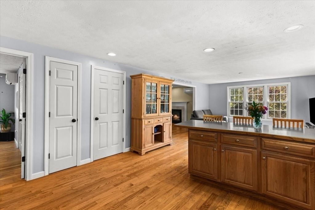 Fireplace, Interior, Recessed Lighting, Wood Texture Flooring