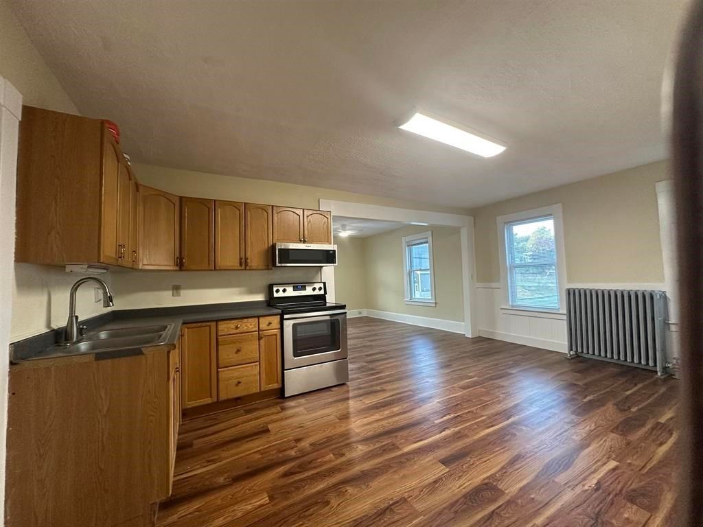 Interior, Kitchen, Stainless Steel Appliances, Wood Texture Flooring