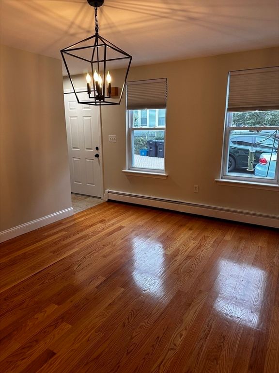 Chandelier, Empty room, Interior, Pendant Lights, Wood Texture Flooring