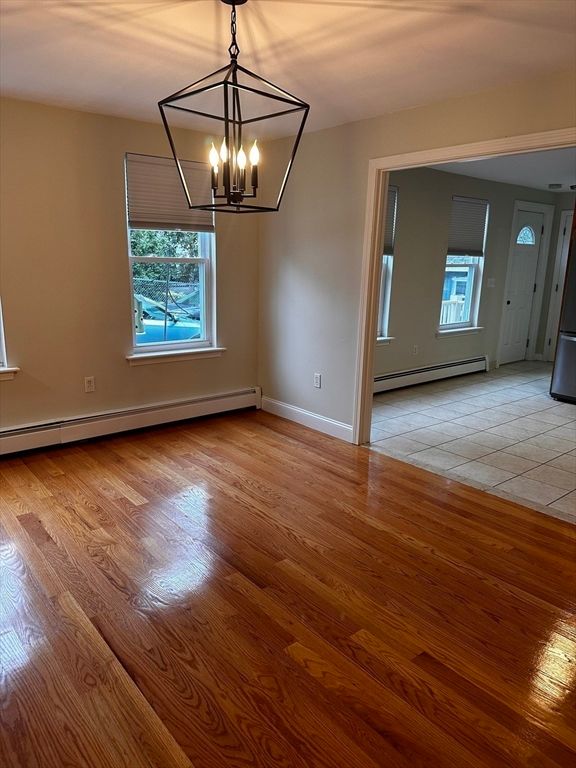 Chandelier, Empty room, Interior, Pendant Lights, Wood Texture Flooring