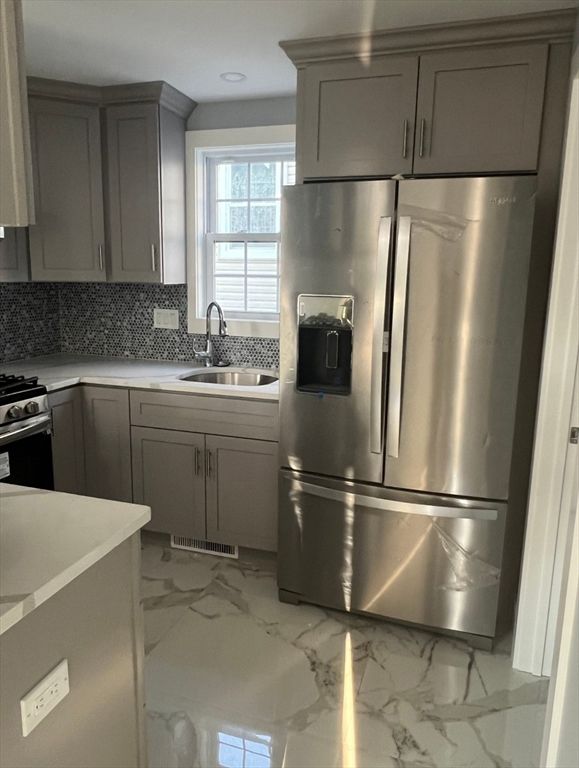 Interior, Kitchen, Marble, Recessed Lighting, Stainless Steel Appliances