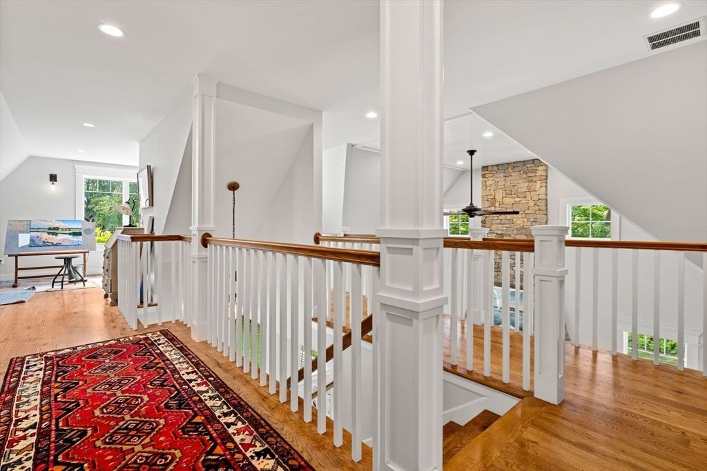Interior, Recessed Lighting, Stone Walls, Wood Texture Flooring