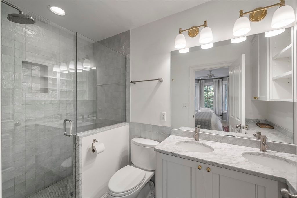 Bathroom, Dual Sink Vanities, Glass Shower, Interior, Recessed Lighting