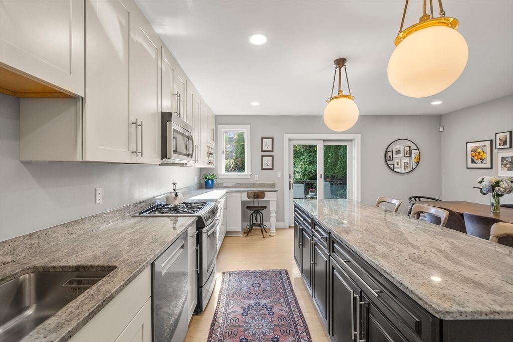 Interior, Kitchen, Pendant Lights, Recessed Lighting, Wood Texture Flooring