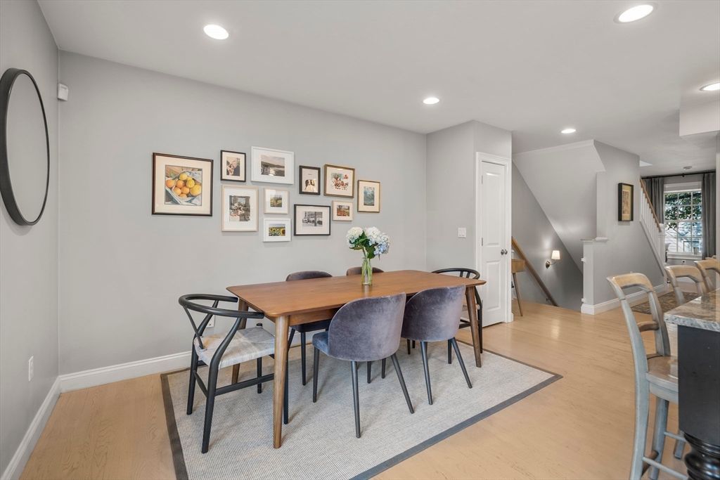 Dining room, Interior, Recessed Lighting, Wood Texture Flooring