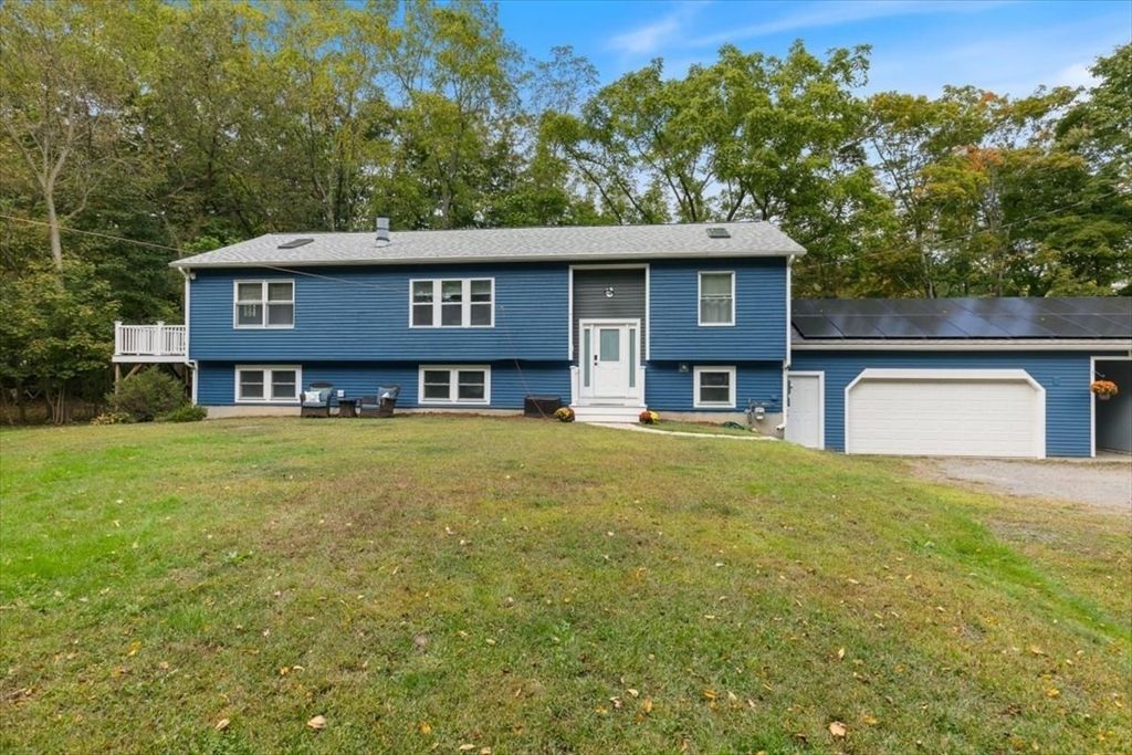 Attached, Backyard, Exterior, Facade, Solar Panels, Raised Ranch