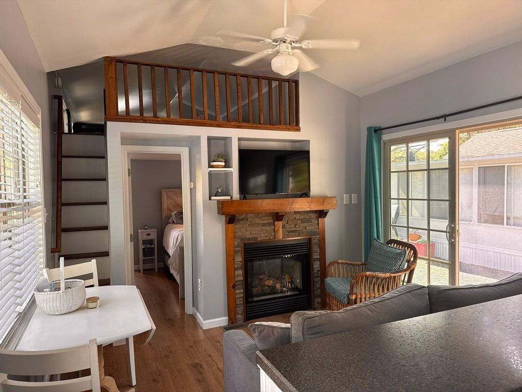 Bedroom, Fireplace, Interior, Wood Texture Flooring