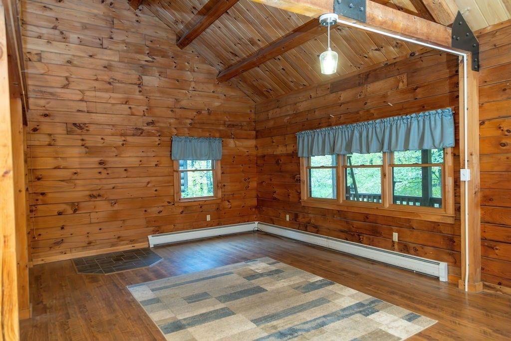 Empty room, Interior, Pendant Lights, Wooden Beams, Wooden Ceilings, Wood Texture Flooring, Wooden Walls